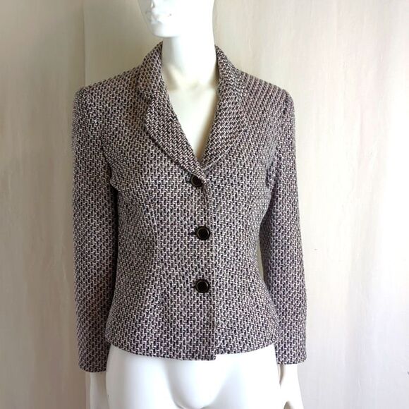Neiman Marcus Exclusive Blazer Pink, Black Tweed Size 4 - Picture 1 of 9